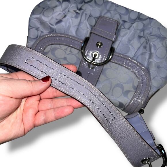 Coach Soho Y2K 1990s Pleated Leather Soufflet Bag Flap Buckle Purple F15203 - Picture 14 of 15